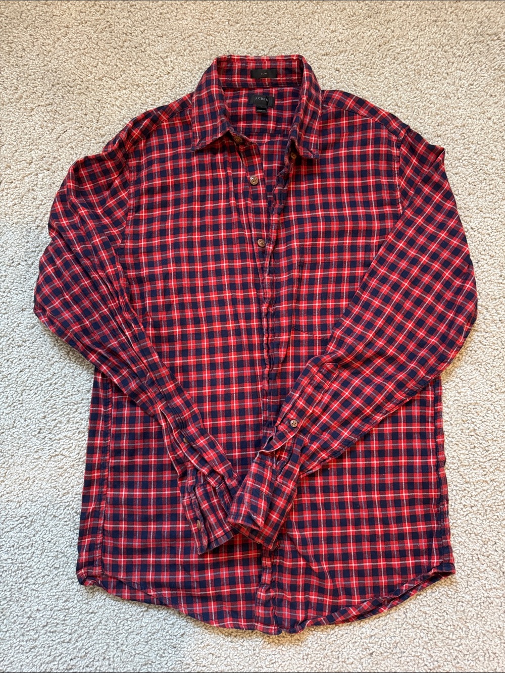 J. Crew Red and Black Plaid Button-Down Shirt